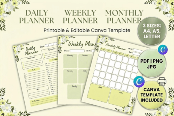 Botanical Daily Weekly Monthly Planner