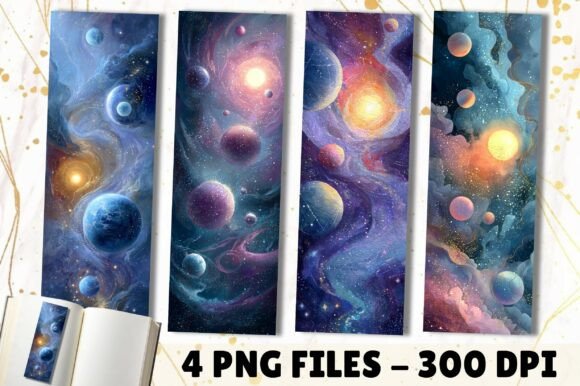 Cosmic Planet Astronomy Bookmark Design: A Stellar Graphic Asset
