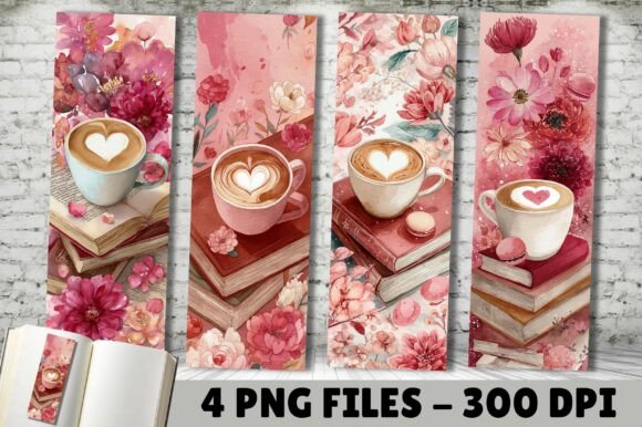 Elevate Your Brand with Pink Floral Coffee Heart Bookmarks