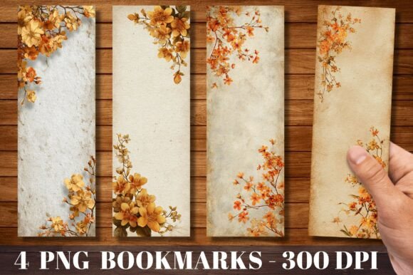 Elevate Your Projects with a Vintage Orange Floral Autumn Bookmark