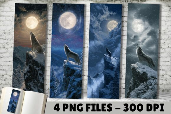 Howling Wolf Snow Moon Cliff Bookmark: A Design Asset