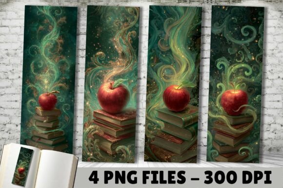 Magic Red Apple Vintage Stacked Bookmark: A Designer's Asset