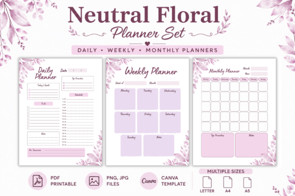 Neutral Floral Planner Set: A Designer's Guide to Elegant Organization
