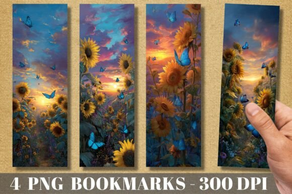 Sunflower Butterfly Sunset Bookmark: A Design Asset for Visual Impact