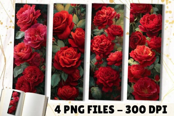 Vintage Red Rose Floral Art Bookmark: A Design Asset for Elegant Projects